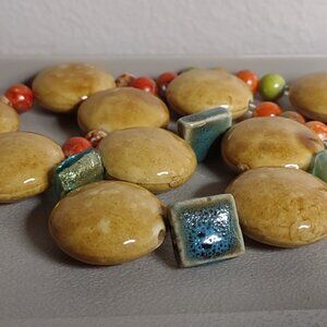 Set Of 3 Heavy Ceramic Bead Stretch Bracelets